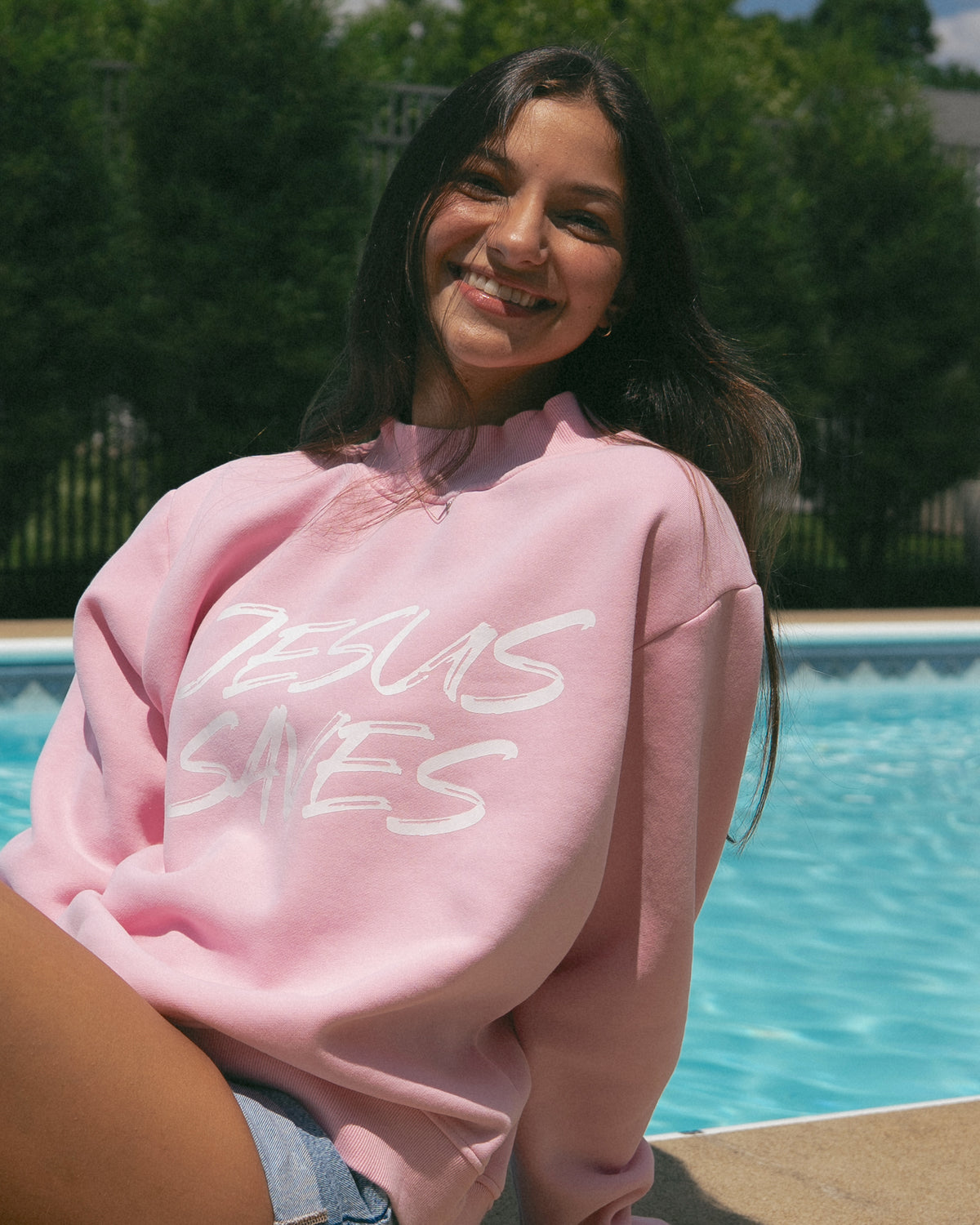 JESUS SAVES MOCKNECK SWEATSHIRT