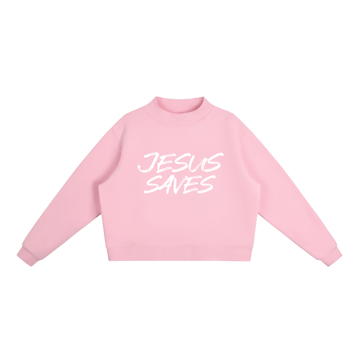 JESUS SAVES MOCKNECK SWEATSHIRT